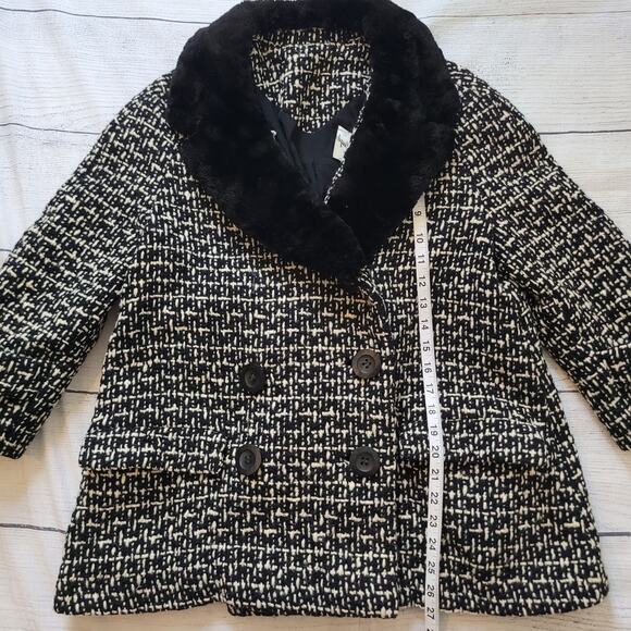 Nicholas Ungar Size EST M Vintage Tweed Short Pea Coat Faux Fur Lined Jacket - Picture 4 of 8